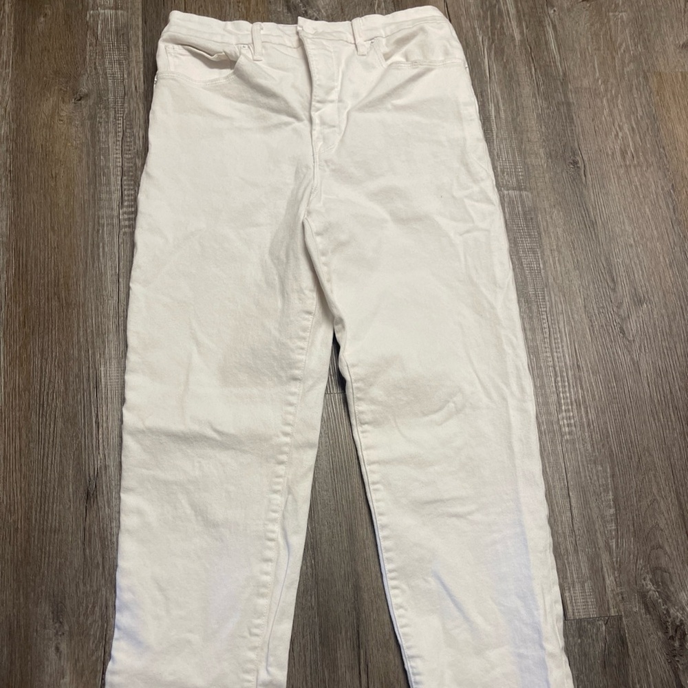Good American Straight Leg Jeans Split Leg White Women's Size 12